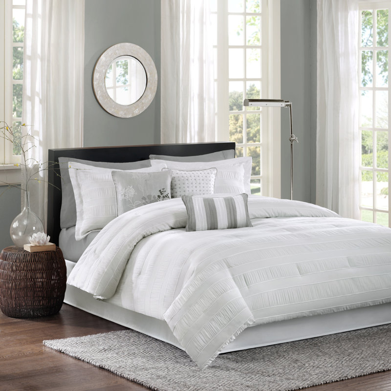 Plum Purple King 7-Piece Jacquard Comforter Set