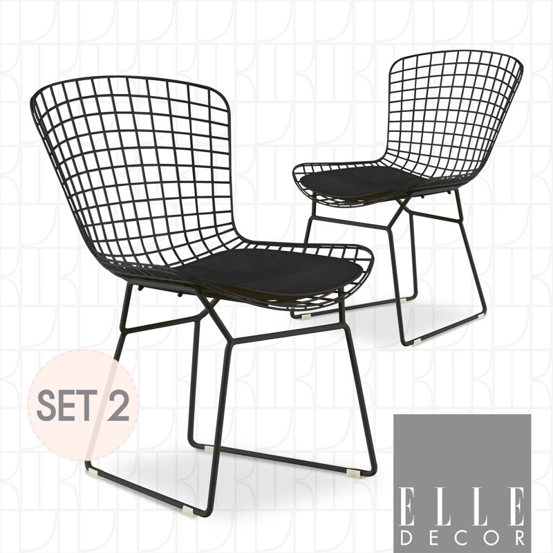 Chaise d'appoint de salle à manger moderne de style Mid-Century avec conception de grille métallique géométrique Elle Decor
