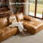 Modular Deep Seat Boneless Faux Wax Leather Modern L-shaped Sectional Sofa In Light Brown With Wide Armrests, No Assembly Required,Compression Packed-2104784328