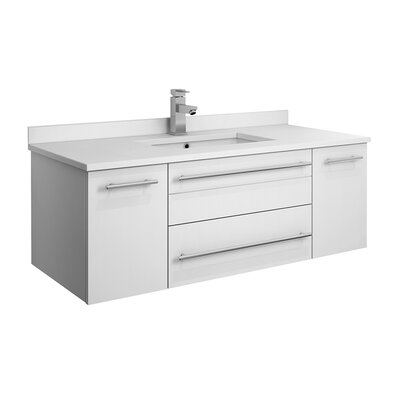 Fresca Lucera 42"" Wall Mounted Single Sink Bathroom Vanity -  FCB6142WH-UNS-CWH-U