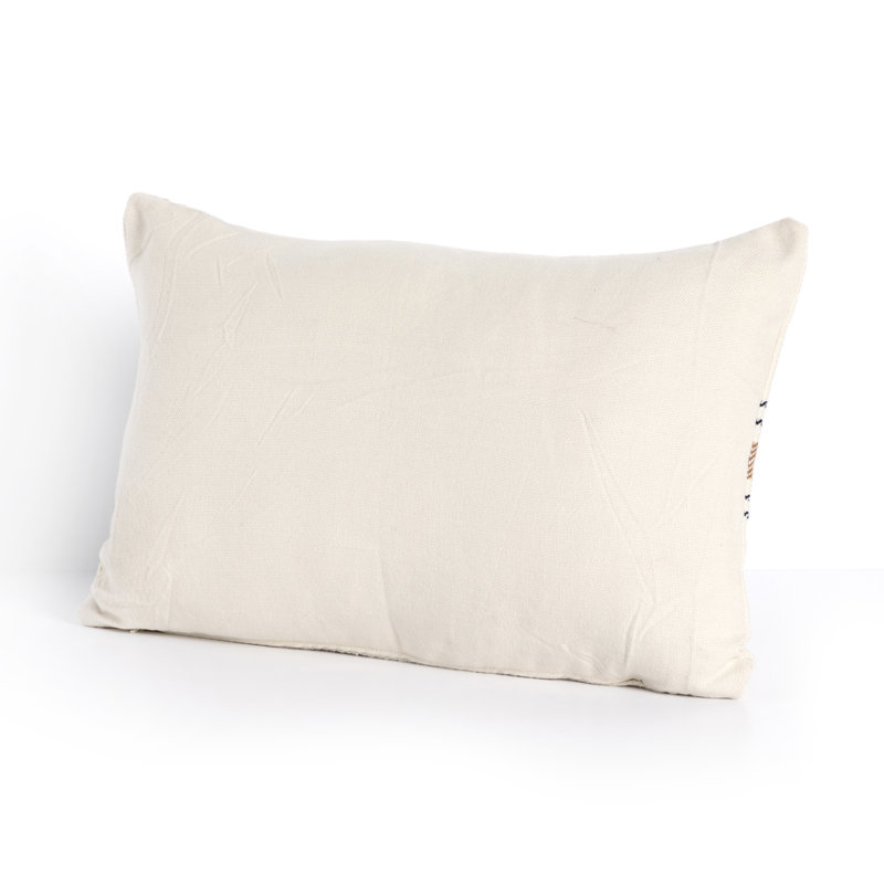 Striped Beige and Black Lumbar Outdoor Pillow