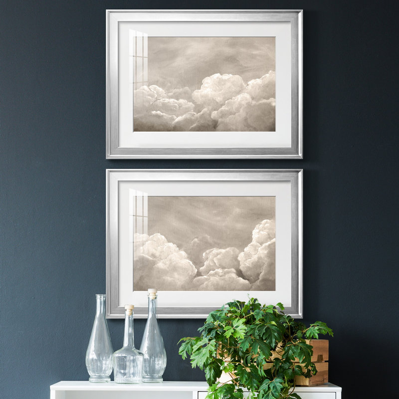 Painted Clouds I - Ensemble de 2 reproductions de cadres photo, H 24,5 po x l 37 po x P 1 po, Cadre argenté