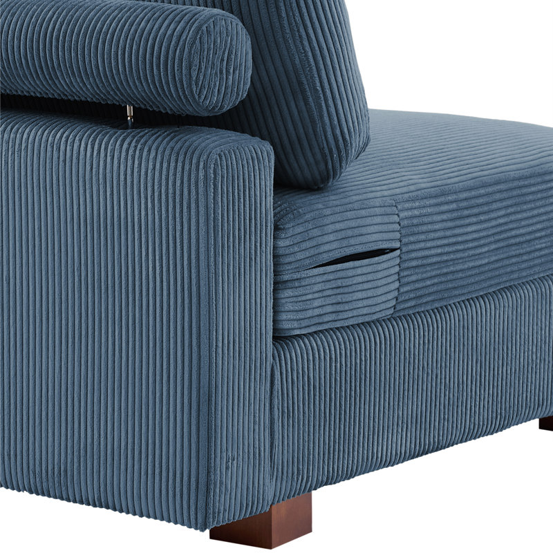 Fauteuil d'appoint en velours côtelé Milbrey, Marine, Velours côtelé