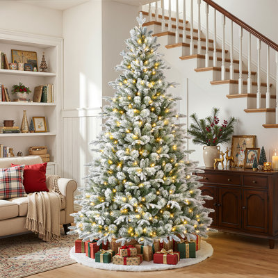 Prelit Artificial White Flocked Christmas Tree 7.5FT