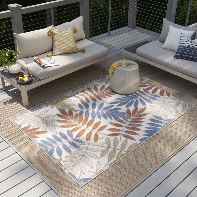Tapis floral intérieur / extérieur Ressie, Rectangle 6 pi x 9 pi