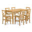 Ensemble bistro 7 pièces à hauteur de comptoir composé d'une table de salle à manger rectangulaire et de 6 chaises de salle à manger en tissu de lin, 36 x 60 pouces, chêne-744784643-689376887