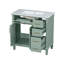 Meuble-lavabo moderne vert 36 po avec lavabo en céramique, portes à fermeture douce, 4 tiroirs de rangement, conception élégante pour les petites salles de bain