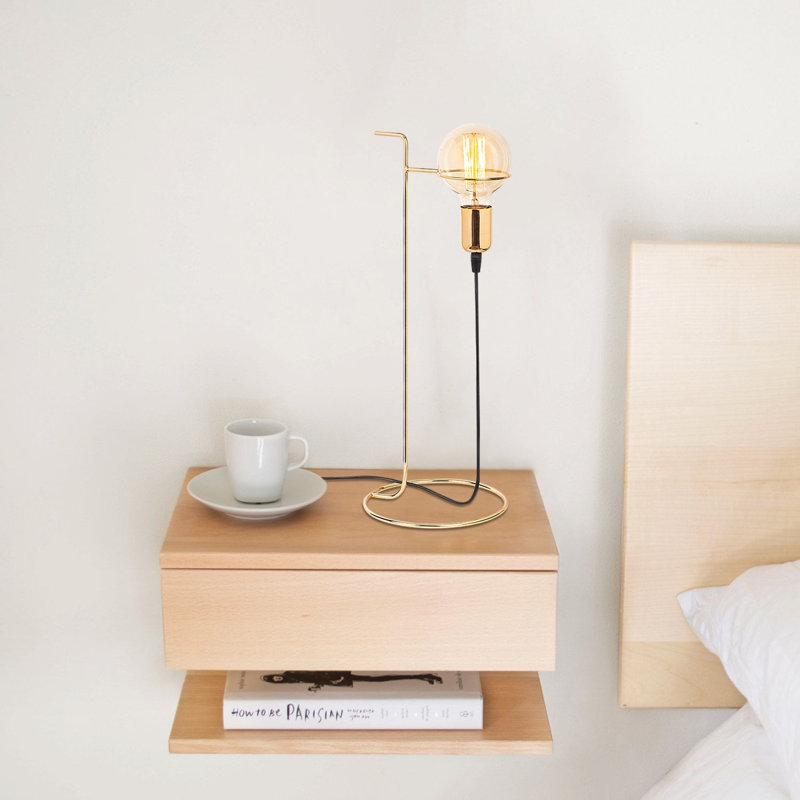 Modern Gold Table Lamp, Metal Body, 19 x 19 cm (7.5 x 7.5 inches) | Height: 20.1 inches | On/Off Switch on Cable, 6.6 ft Long | E27 Socket, Max 40W | Stylish Solid Color Design for Glam Home Décor