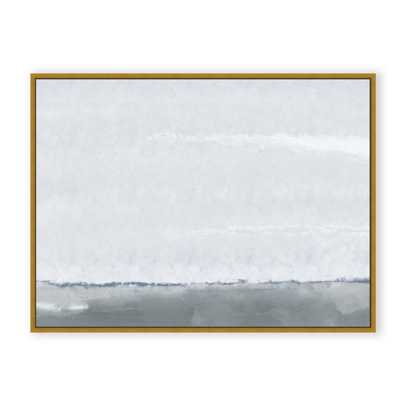 Coastal Retreat Silver Seas: Abstract Oceanscape, 30" H x 40" W x 2.375" D, Framed Canvas, Brown