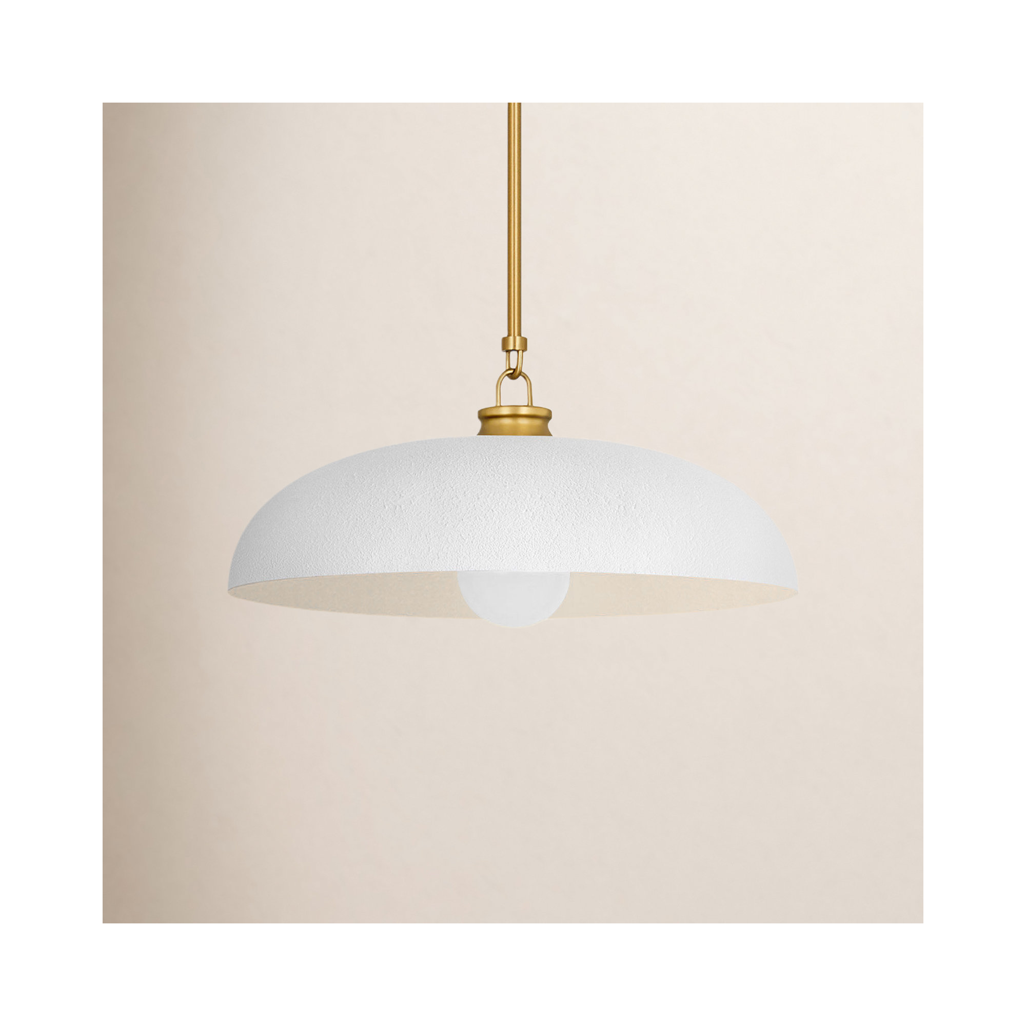 1-Light 15.7"W Dimmable Dome Kitchen Island Pendant ETL Certified, Plaster White