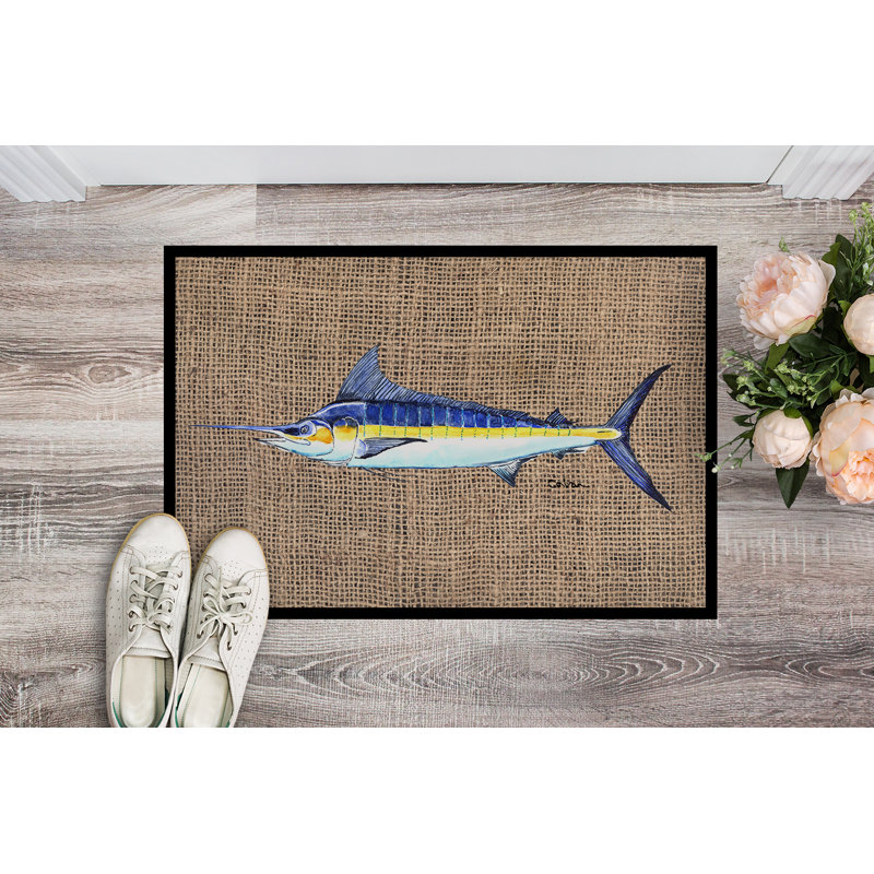 Paillasson d’intérieur antidérapant daleyza Fish, Rectangle 2 pi x 3 pi