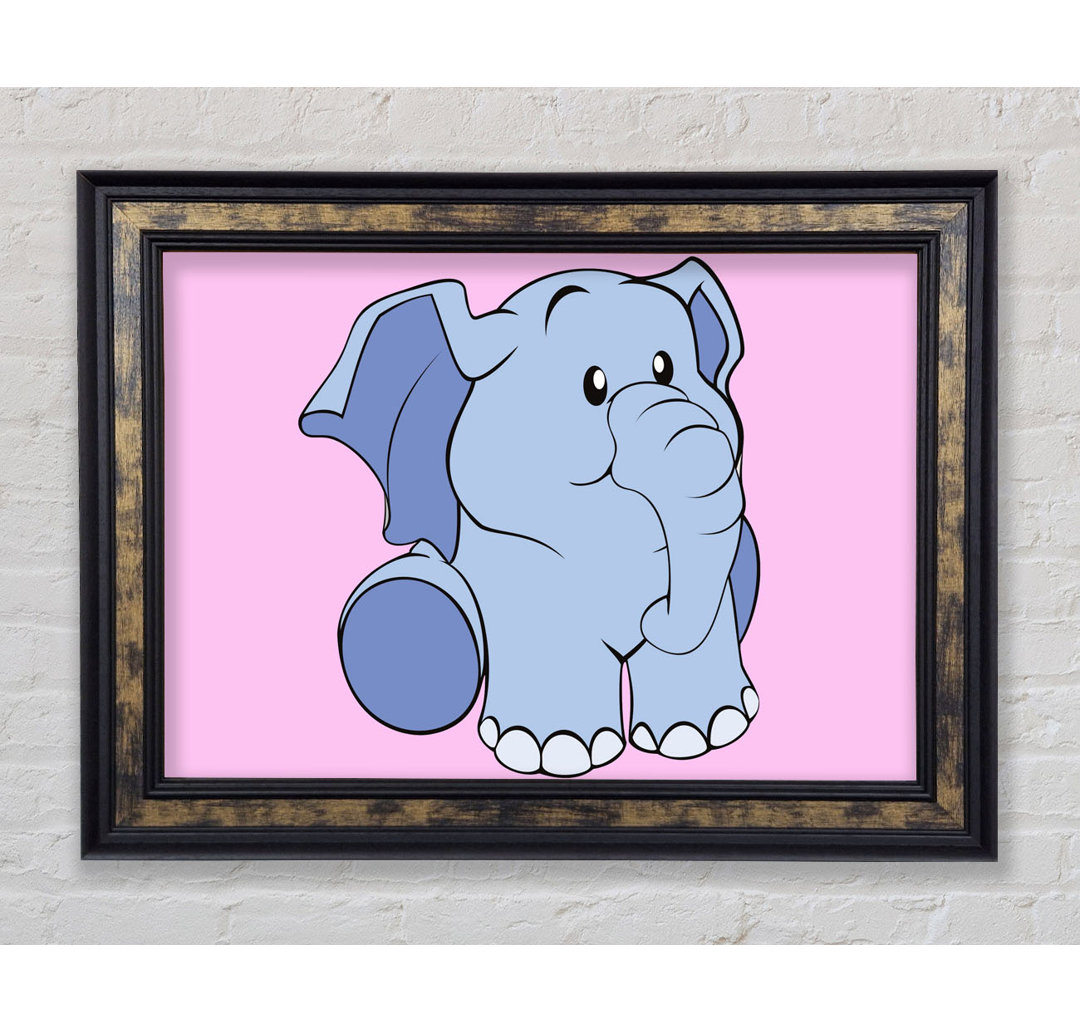 Happy Baby Elefant Rosa - Einzelner Bilderrahmen Kunstdrucke