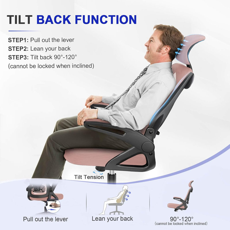 Ergonomic Office Chair, Computer Chair, Mesh Chair, Pink