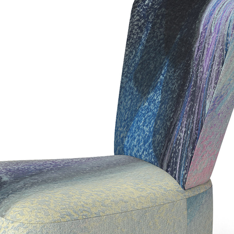Accent Chair, Beige Floral Pattern Upholstered Decor - Beige Floral Pattern II, White/Purple/Blue