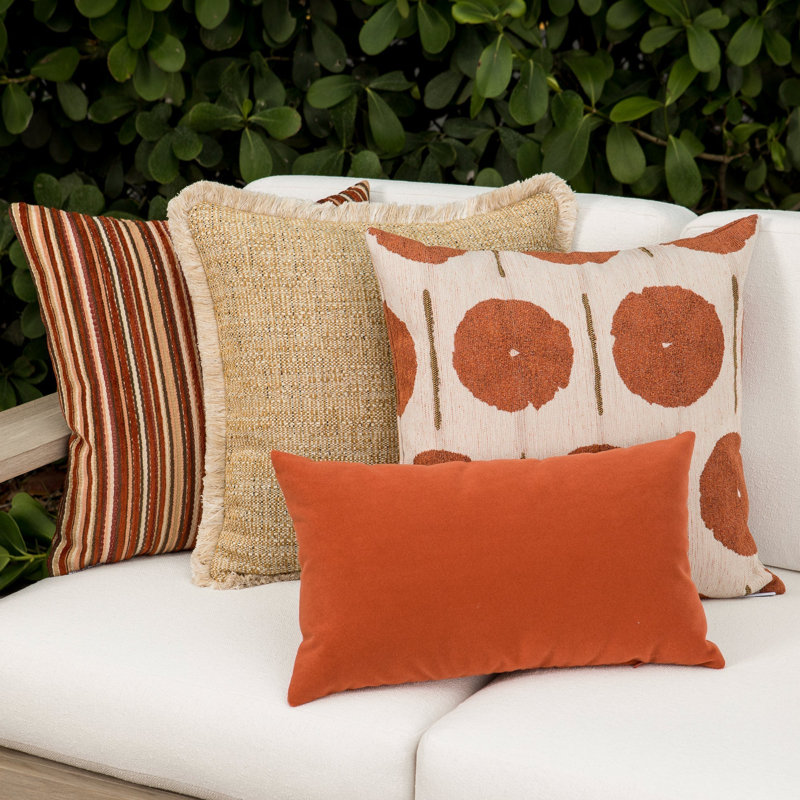 Solstice Performance Pillow Cover & Insert, Square 20", Papaya, Square