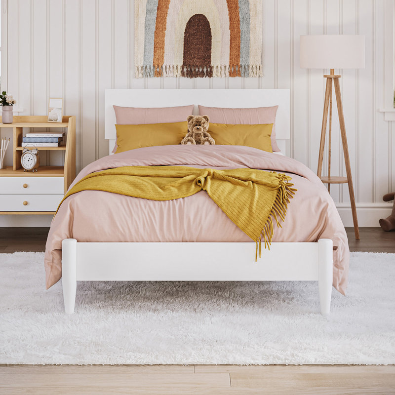 Amandaleigh Solid Wood Panel Bed, Twin, White
