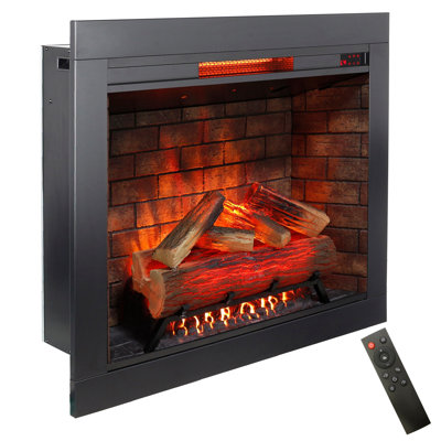 Insertion de foyer électrique infrarouge de 37,8 pouces avec ensemble de garniture amovible, chauffage à panneau tactile, foyer sans fumée avec bruit de craquement du feu, 3 façons d'installation, luminosité et vitesse de flamme réglables pour la décoration intérieure