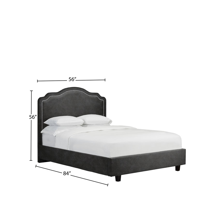 Lit plateforme en tissu d’ameublement Stonebraker, Double, Similicuir - pierre