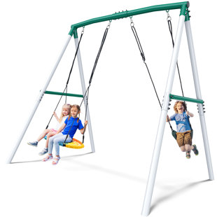 7.5' Heavy Duty Tall Swing Sets For Backyard For Kids And Adults