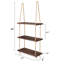 Tablettes suspendues 3 niveaux Tablette flottante murale en bois blanc avec corde Boho Decor For Living Room Bathroom Kitchen Room - Rustic Wood