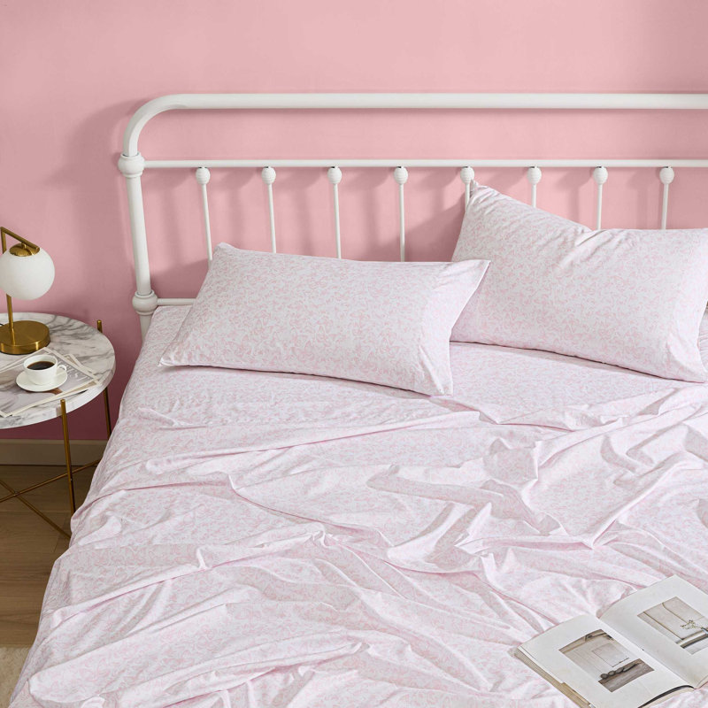 Betsey Johnson Printed Novelty Sheet Sets, Butterfly Love Pink, Full Sheet Set with 2 Standard Pillowcases