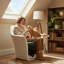 Chaise d'appoint Mid-Century moderne en velours 2 en 1 avec lit pour chat caché et base amovible