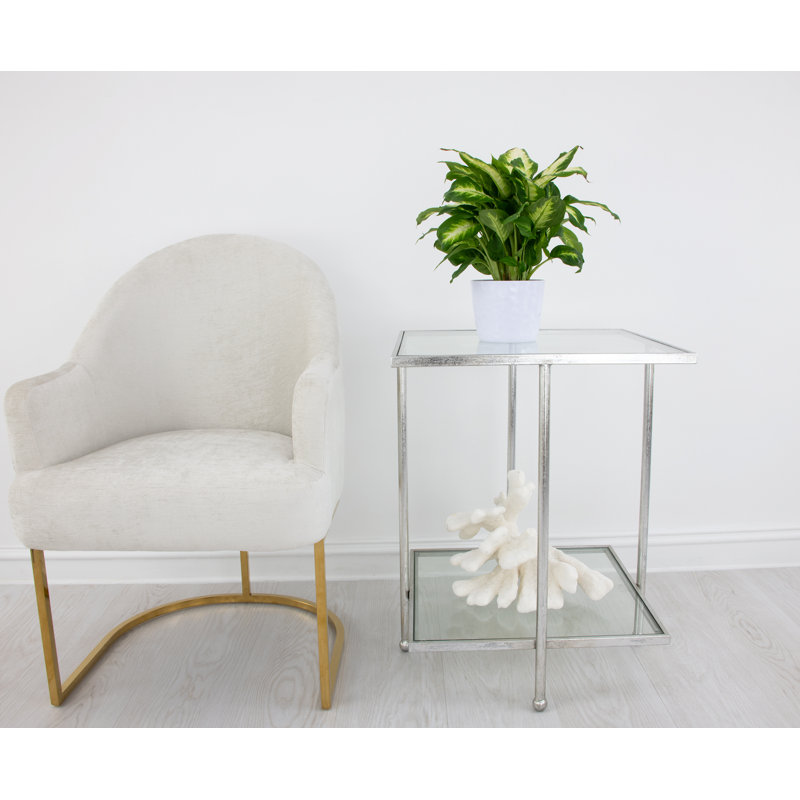 Romana End Table, Antiqued Silver Leaf