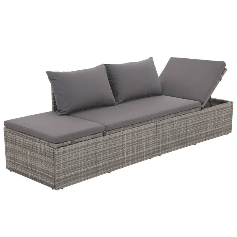 vidaXL Patio Bed, Outdoor Lounge Bed, Adjustable Sides Lightweight Weather-Resistant Easy Maintenance, Washable Cushions & Poly Rattan Frame