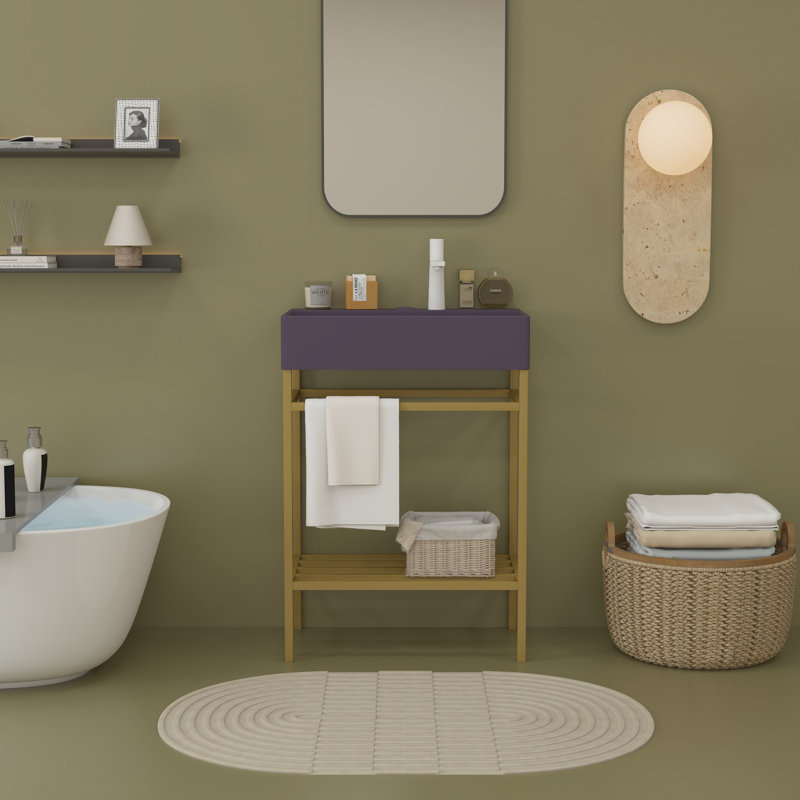 Meuble-lavabo 24 po avec lavabo, Doré, Rouge