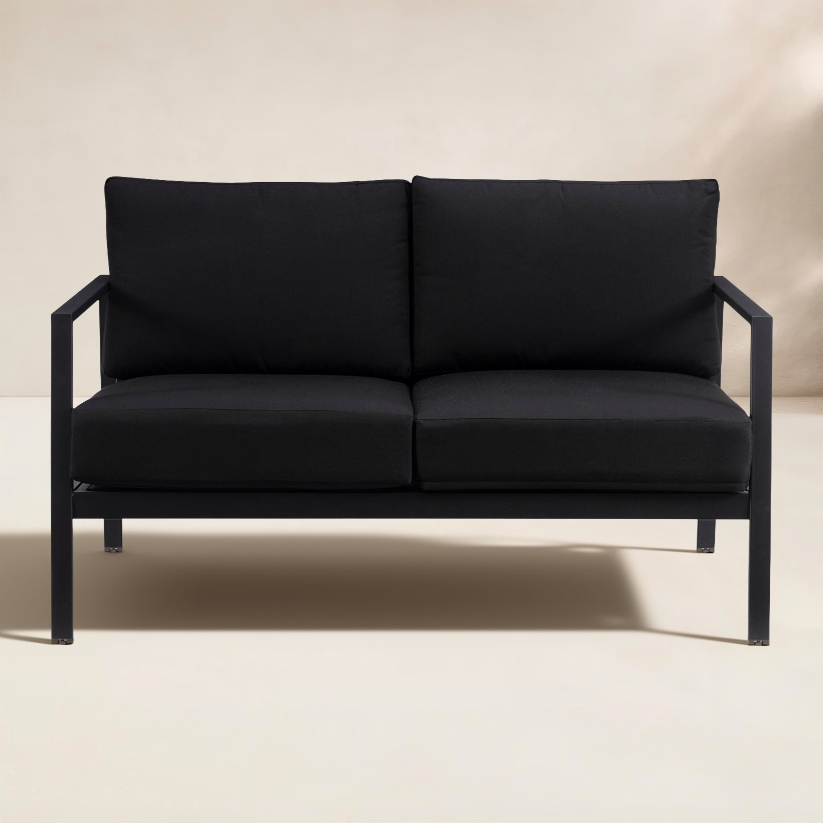 Armando 51" Sunbrella® Patio Loveseat, Black Sunbrella®, Black