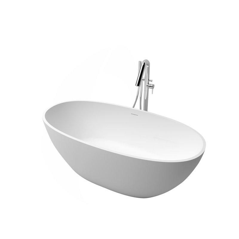 Baignoire de trempage autoportante de 63 pouces à surface solide blanc mat 25S01-16PS