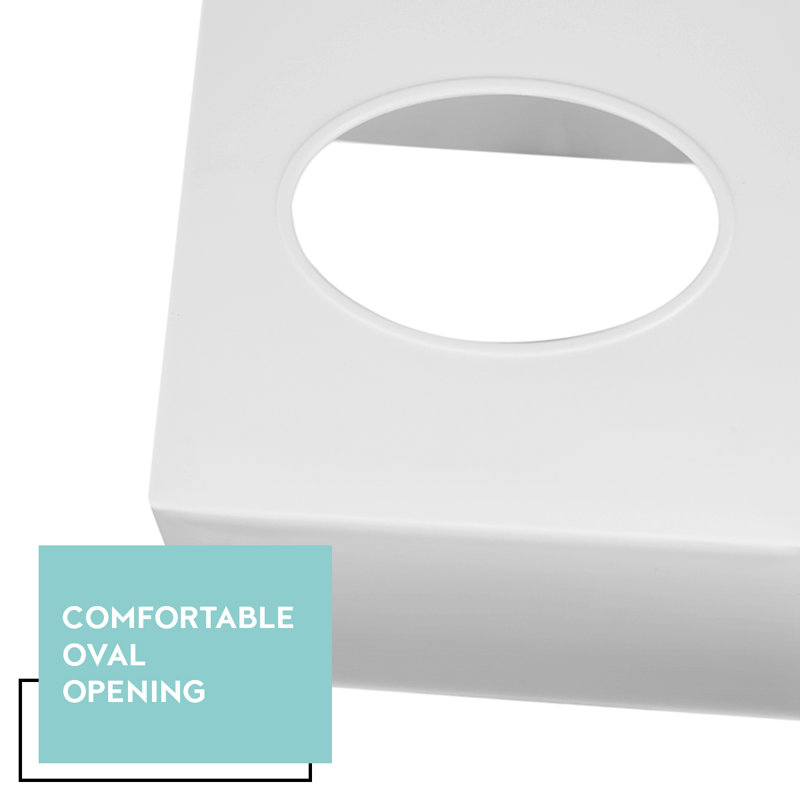 Dwellza Home Square Plastic Tissue Box Cover, White