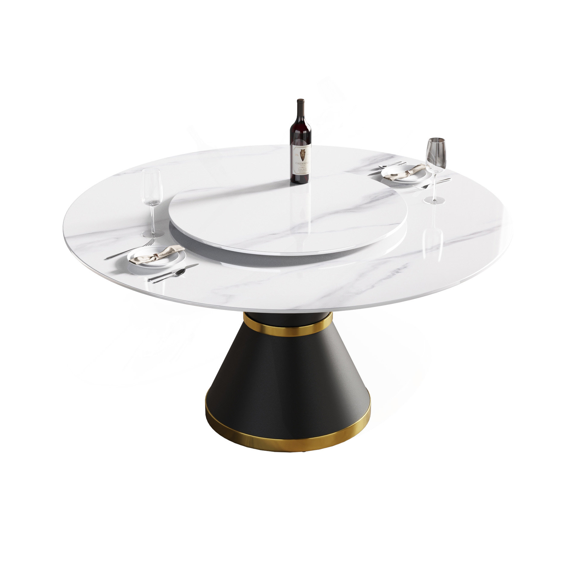 Mercer41 Modern Artificial Stone Round Base Dining Table-Can ...