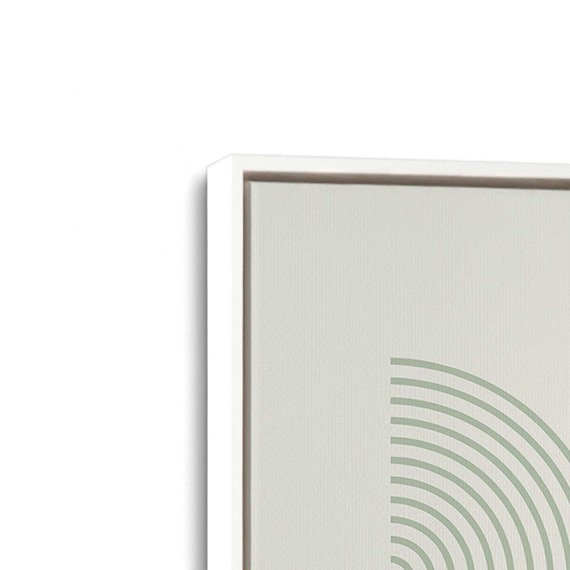 Affiche de composition Bauhaus, H 48,75 po x l 32,75 po, Beige/vert, Cadre flottant blanc opaque