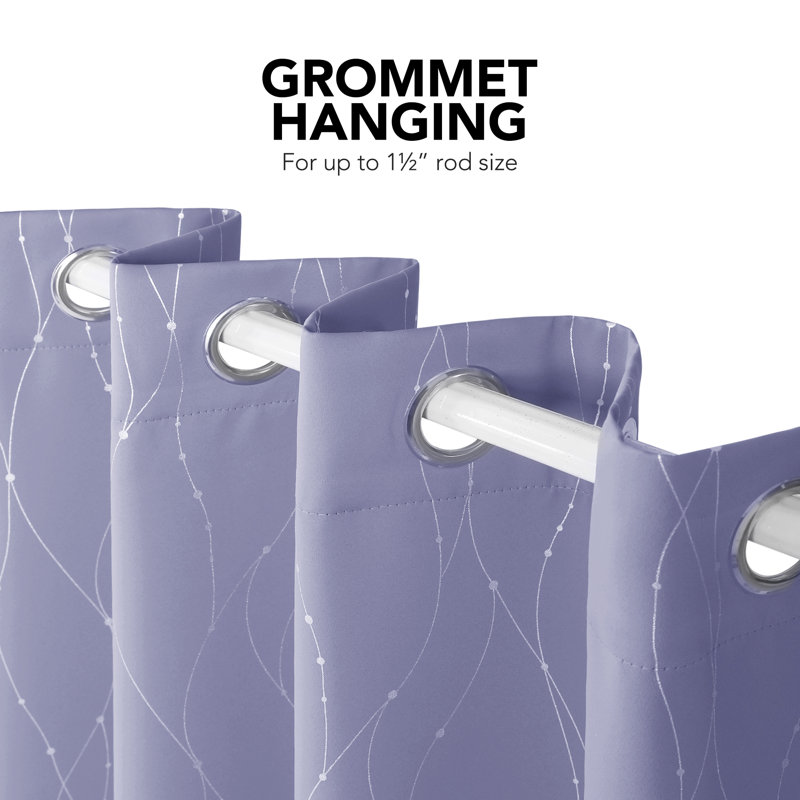 Room Darkening Curtain Pair, 38" W x 63" L, Light Purple