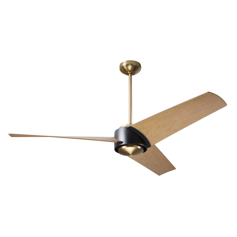 Ambit 56'' Ceiling Fan, Maple, Satin Brass/Matte Black, Handheld Remote Control