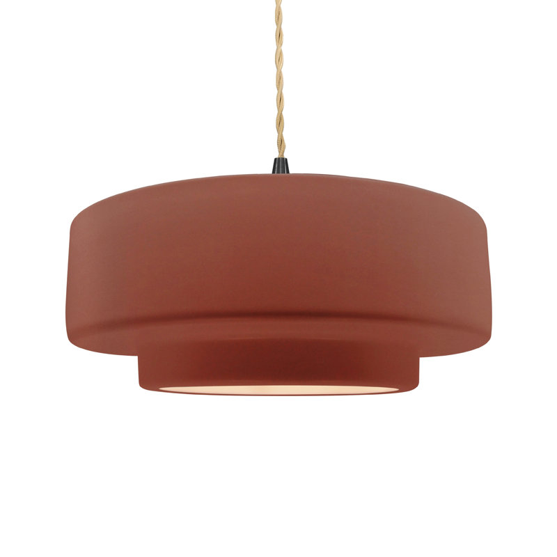 Luminaire suspendu à 1 lumière Meydan, H 6 po x l 16,25 po x P 16,25 po, Argile du Canyon, Noir mat