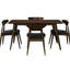 Ensemble de salle à manger de style Mid-Century moderne, 1 table rectangulaire et 4 chaises confortables, 100% bois d'hévéa, plateau de table en faux bois avec peu d'entretien, support de chaise ergonomique, coussins moelleux, noyer et gris anthracite, pour-1394997185
