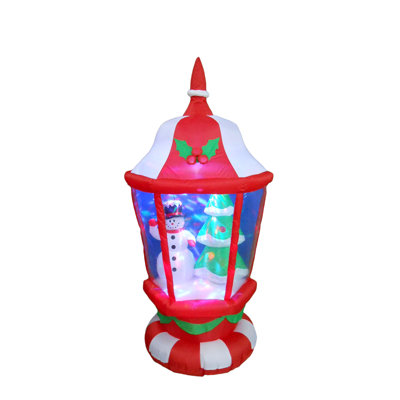 6 Foot Tall Lighted Christmas Inflatable Lantern with Snowman and Christmas Tree Indoor / Outdoor Holiday Blow Up Yard Garden Decoration