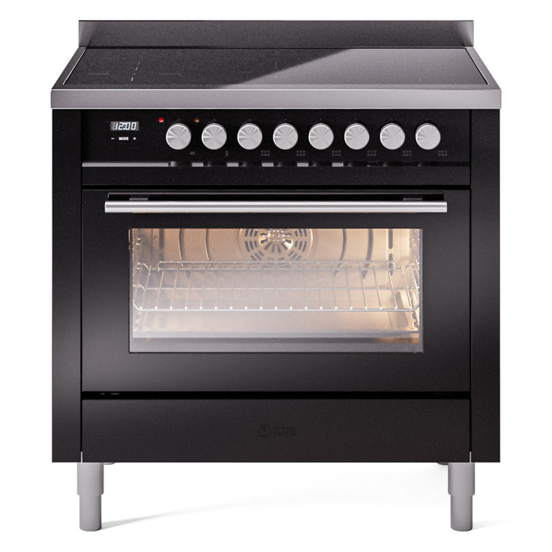 Cuisinière à induction 36 po ILVE Professional Plus II, Noir brillant / acier inoxydable