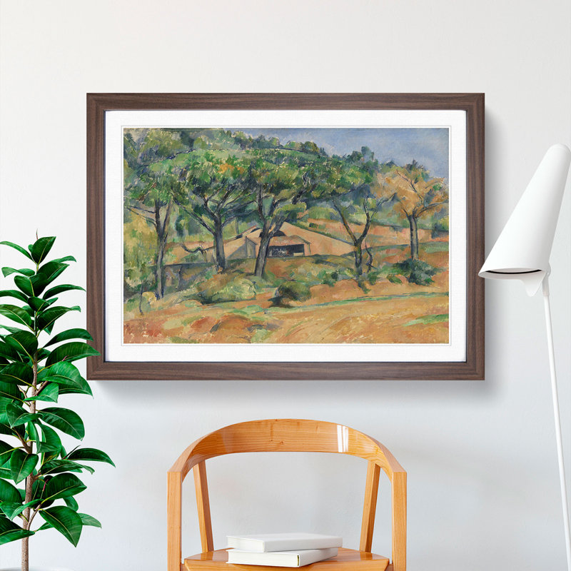 House in Provence by Paul Cezanne - Picture Frame Painting, 48cm H x 65cm W x 2cm D, Walnut Framed
