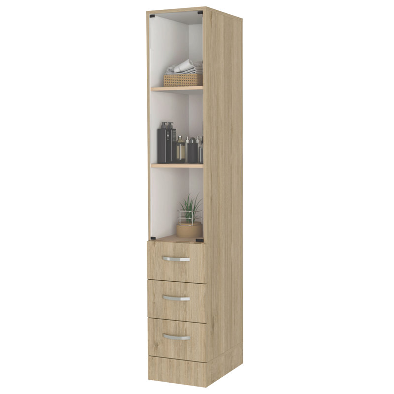 Linen Cabinet, Three Shelves, Four Drawers