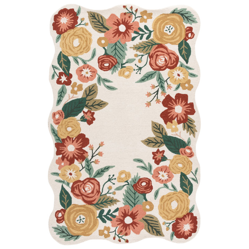 Tapis d'intérieur en laine touffeté à la main Jardin, Rectangle 5 pi 0 po x 8 pi 0 po