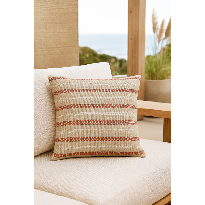 Classic Grey Marina Stripe Indoor Outdoor Pillow 24x24, Red, Square 20", Pillow Cover Only - No Insert