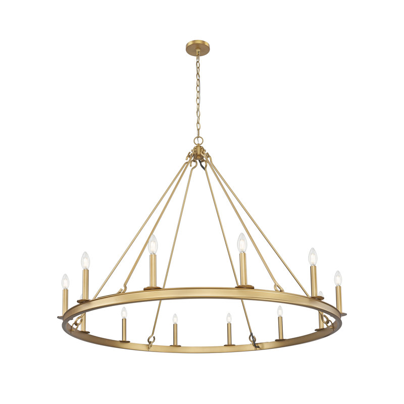 Lustre 12 lumières en laiton frotté Parker