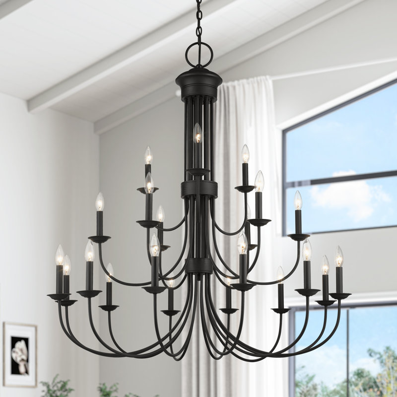 Arunvir 21 - Light Steel Dimmable Chandelier, Black