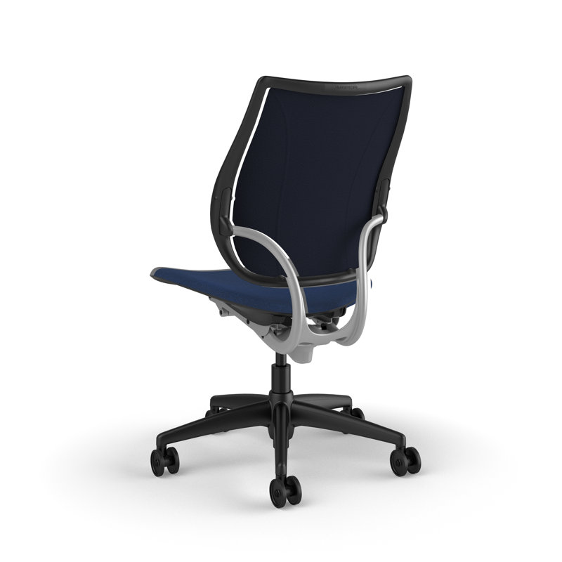 Chaise de travail ergonomique avec dossier rembourré Liberty, Sans accoudoirs, Bleu - 0771, Argent avec garniture noire