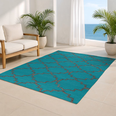 Trellis Blue Indoor and Outdoor Area Rug