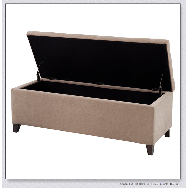 Banc de rangement touffeté à fermeture douce et confortable, Sable
