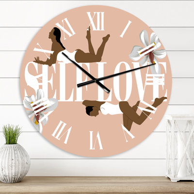 Empowered Cosmic Women Geometric Goddess Series Black and Red XII - Modern wall clock